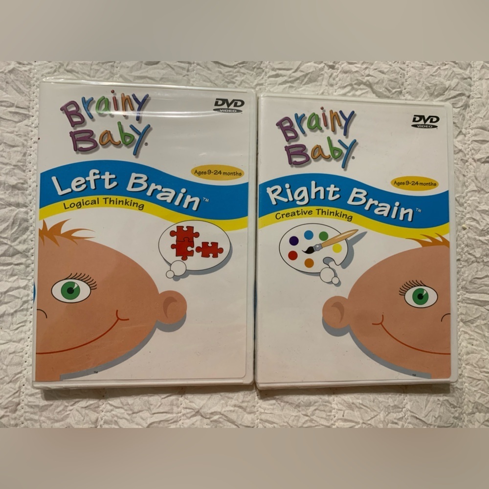 BRAINY BABY LEARNING DVD’S. Set of 2. LEFT BRAIN and RIGHT BRAIN. Brand new - Picture 1 of 2